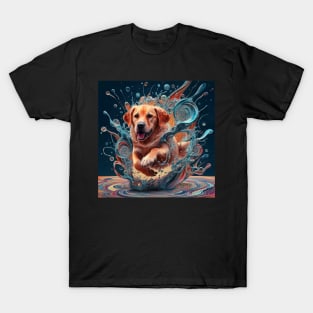 Golden Retriever Artwork: Radiant Warmth and Affection in Stunning Artistry T-Shirt